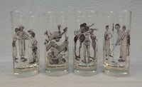 Norman Rockwell Sporting Boys Glasses - Set of 4