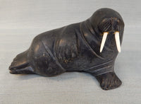 Black Soapstone Walrus Sculpture