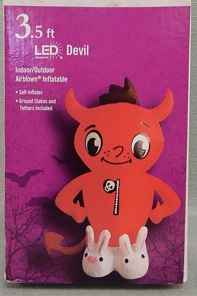 3.5 ft. LED Devil in Bunny Slippers Halloween Gemmy Inflatable - Like New!