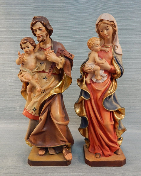 Mary and Joseph Carved Wooden Figurines