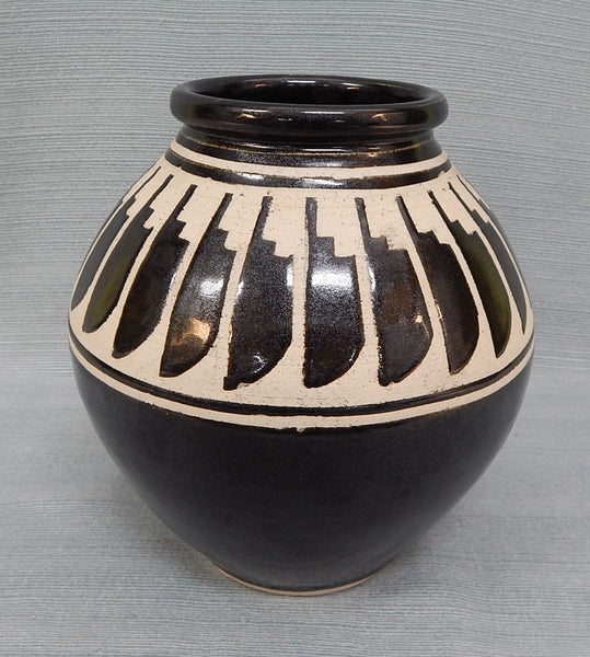 7" Southwestern Geometric Pottery Vase, Signed by Artist