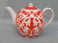 Russian Pesochnoe Red and White Teapot