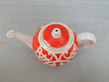 Russian Pesochnoe Red and White Teapot