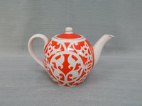 Russian Pesochnoe Red and White Teapot