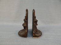 Vintage Woman at Fountain Cast Iron Bookends