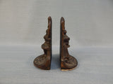 Vintage Woman at Fountain Cast Iron Bookends