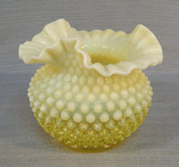 Fenton Vaseline Glass Hobnail Vase