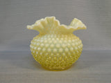 Fenton Vaseline Glass Hobnail Vase