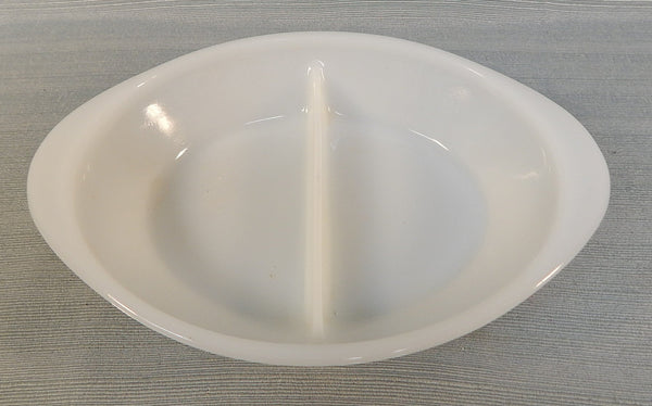 Glasbake Milk Glass Divided Dish