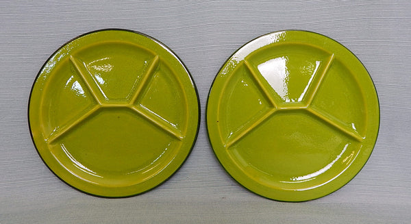 Vintage Green Divided Plates - Set of 2