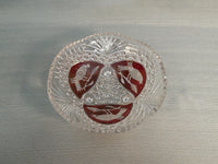 Footed Red and Clear Cut Glass Bowl