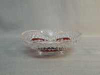 Footed Red and Clear Cut Glass Bowl