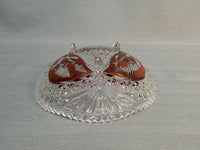 Footed Red and Clear Cut Glass Bowl