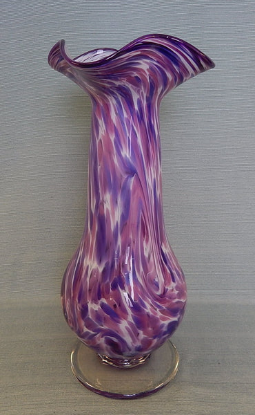 15" Purple Splatter Glass Vase