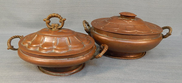 Decorative Copper Bowls with Lids - Set of 2