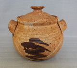 Handmade Lidded Brown Earthenware Bowl