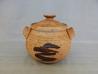 Handmade Lidded Brown Earthenware Bowl