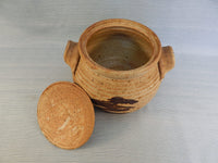 Handmade Lidded Brown Earthenware Bowl