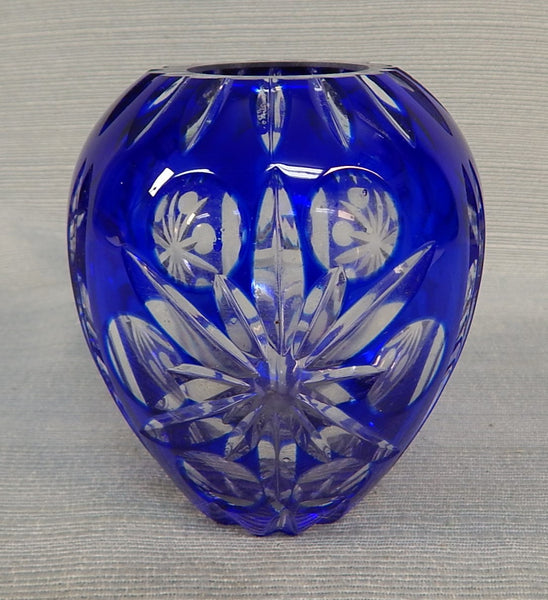 Cobalt Blue Cut Crystal Bud Vase