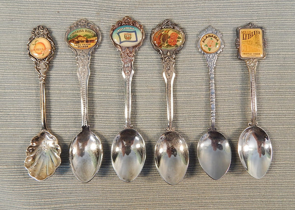 Set of 6 Collectible Souvenir Demitasse Spoons