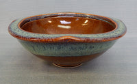 Brown with Blue Ceramic Bowl by Ezra Lavinsky