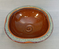 Brown with Blue Ceramic Bowl by Ezra Lavinsky