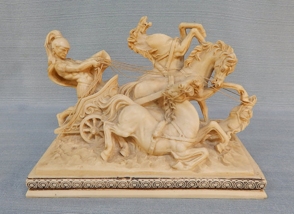 Vintage A. Santini Roman Charioteer with 4 Horses Sculpture, Made In Italy