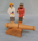 Kinderkram Wooden Toy Boat with 2 Figures and 1 Cannon