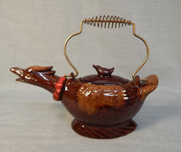 Vintage Redware Glazed Duck Tea Service Set