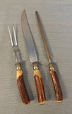 Vintage Montgomery Ward Stag Horn 3-Piece Carving Set