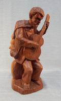 Guitar Player Carved Wood Statue, Made in Ecuador