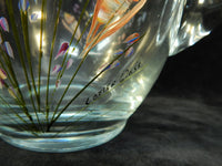 Lozier Glass Hand Painted Pitcher and 4 Glasses