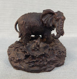 African Elephant with Calf Cast Iron Figurine