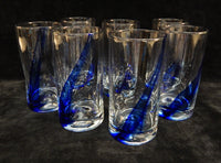 Libbey Crisa Blue Ribbon Twist Tumblers - Set of 7