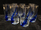 Libbey Crisa Blue Ribbon Twist Tumblers - Set of 7