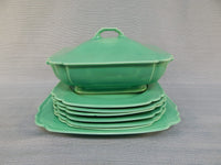 Homer Laughlin "Riviera" Casserole Dish, Platter and 6 Luncheon Plates