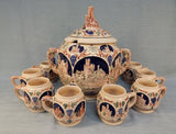 Vintage German Castles Punch Bowl with 8 Cups
