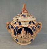Vintage German Castles Punch Bowl with 8 Cups