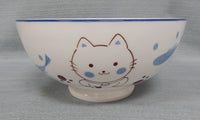 Cheng's Happy Blue Cat & Fish 8" Bowls - Set of 3