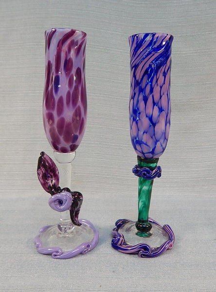 Pair of Hand-Blown Champagne Flutes