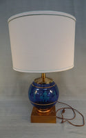 MCM Marbro Vintage Egyptian Blue Glass Lamp - Works!