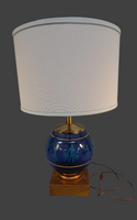 MCM Marbro Vintage Egyptian Blue Glass Lamp - Works!