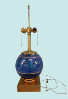 MCM Marbro Vintage Egyptian Blue Glass Lamp - Works!