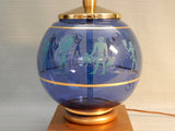 MCM Marbro Vintage Egyptian Blue Glass Lamp - Works!