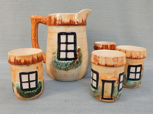 Postwar Japan Cottage Ware Pitcher and Cups Set