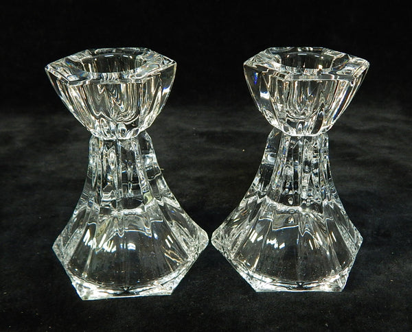 Pair of Mikasa Crystal Linear Candle Holders