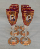 Antique Persian Ruby Cordial Aperitif Glasses- Set of 6