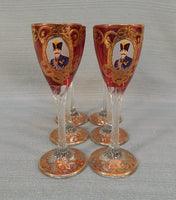 Antique Persian Ruby Cordial Aperitif Glasses- Set of 6