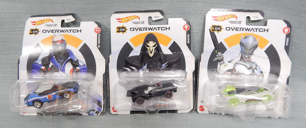 Hot Wheels 2020 Overwatch Character Cars - Reaper, Genji & Soldier: 76 - NIB