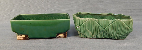Pair of Rectangular Green McCoy Planters